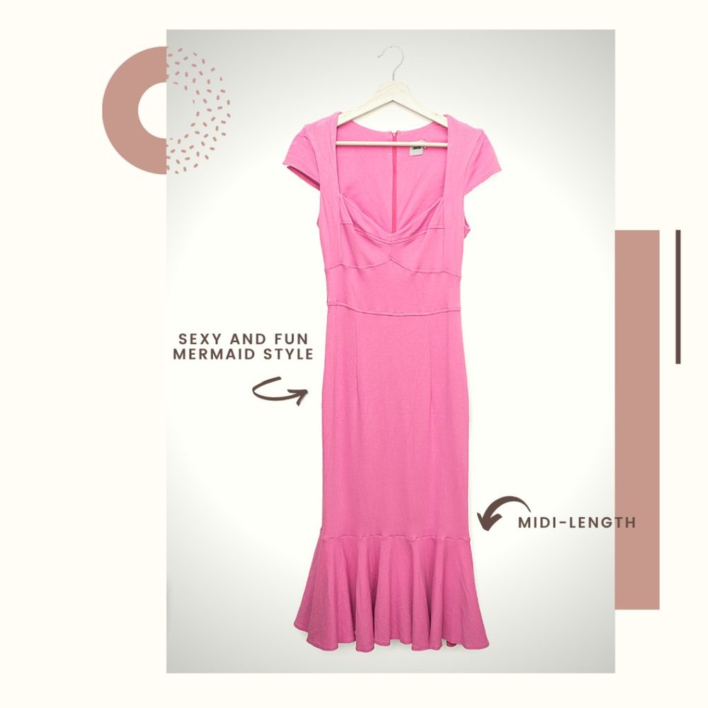 ASOS Midi Dress Mermaid Cut Bubblegum Pink